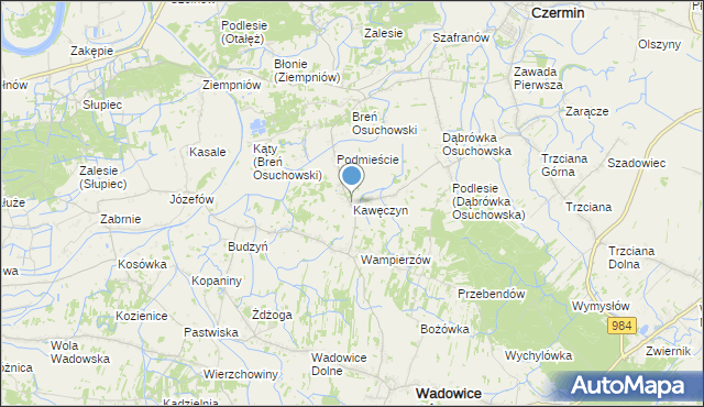 mapa Kawęczyn, Kawęczyn gmina Wadowice Górne na mapie Targeo
